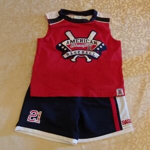 American Champion Baseball #21 Sleeveless Shirt w/ Matching Shorts  2-18 Months